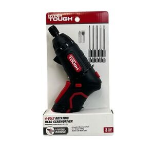 Hyper Tough 4 Volt Rotating Head Screwdriver with 5 Piece Bit Set USB C Charging